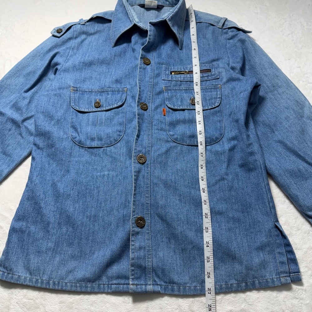 Vintage Levis Orange Tab Denim Mens Long Sleeve Button Up Blue Cotton Size M - Picture 4 of 12